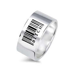 Barcode Sign Silver Rings NSR-04